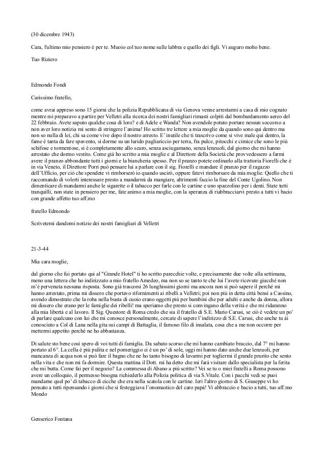 Lettere Di Condannati A Morte Della Resistenza Italiana