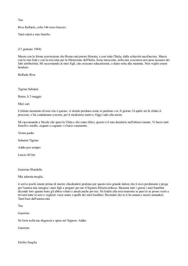 Lettere Di Condannati A Morte Della Resistenza Italiana