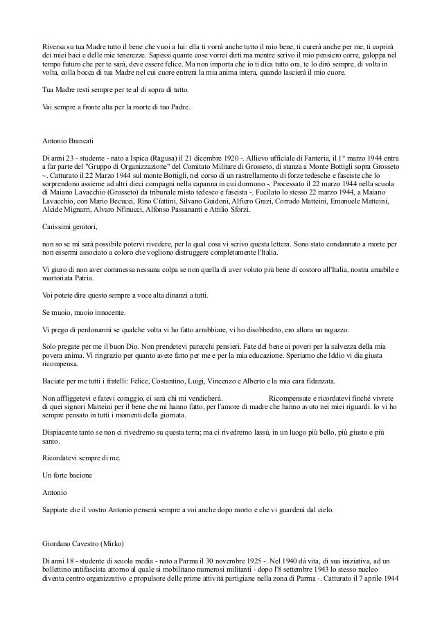 Lettere Di Condannati A Morte Della Resistenza Italiana