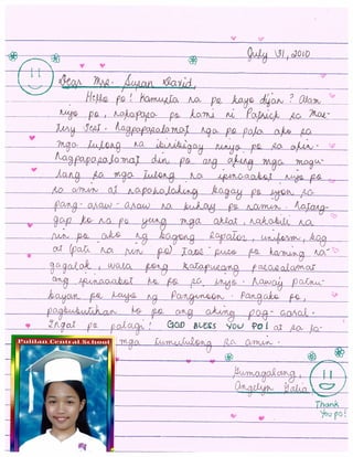 Letter from Angeline