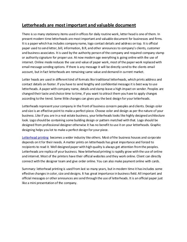 what is letterhead stationery