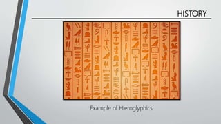 HISTORY
Example of Hieroglyphics
 