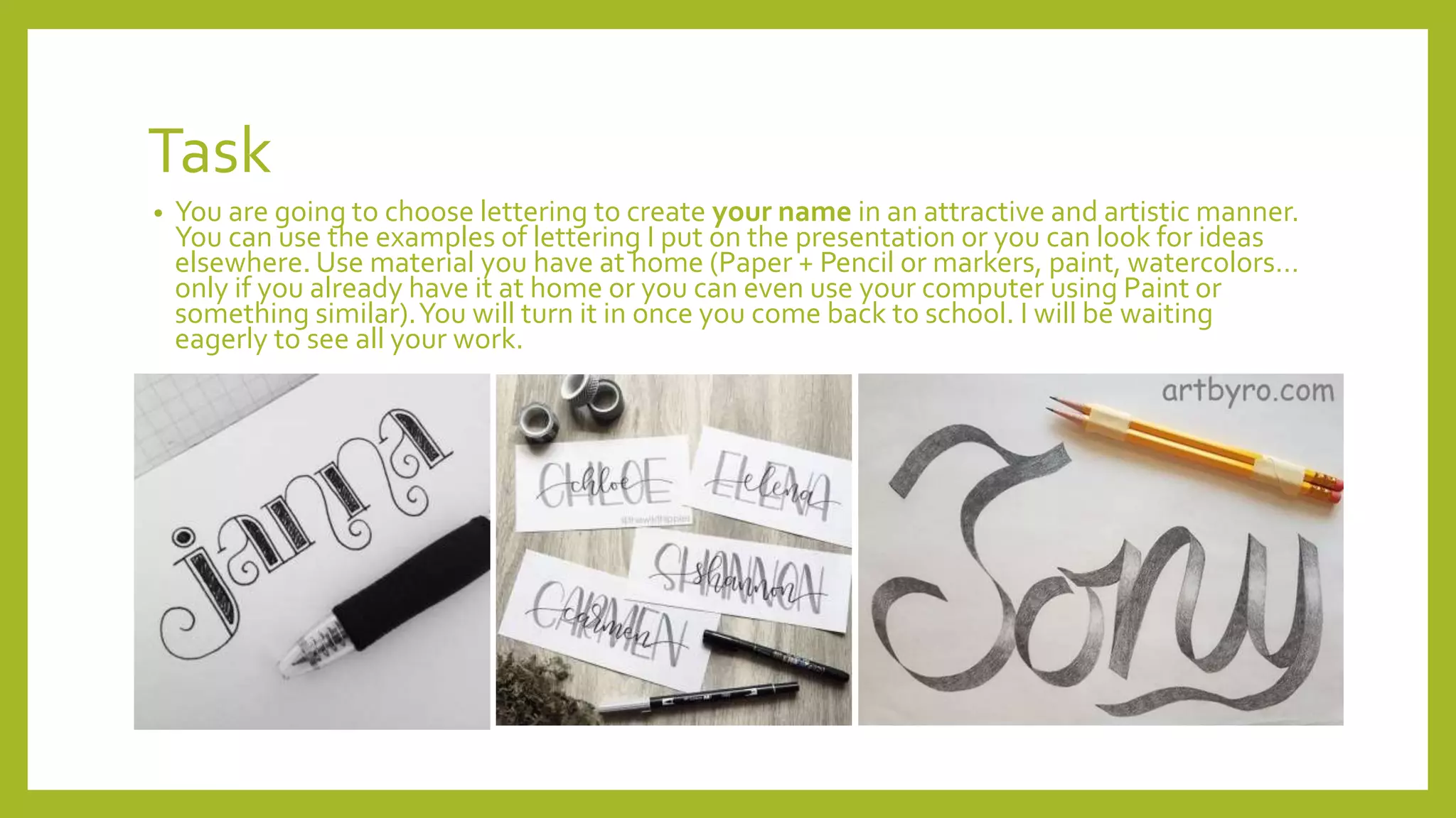 Lettering | PPTX | Drawing and Sketching | Arts and Crafts