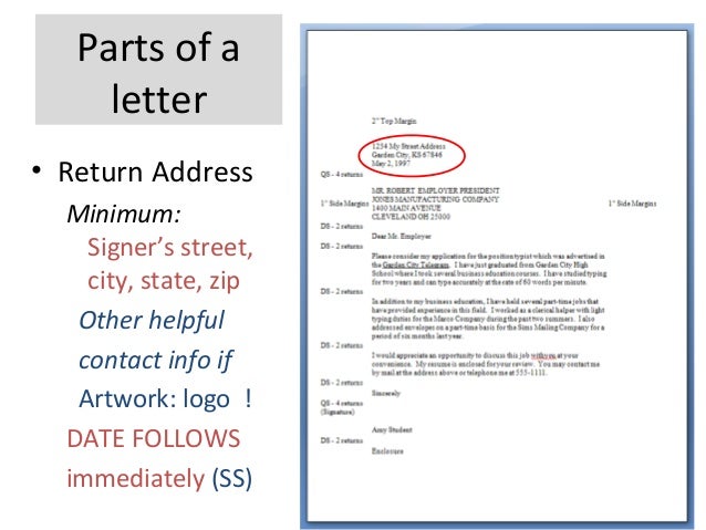 parts of block letter with student notes a block letter