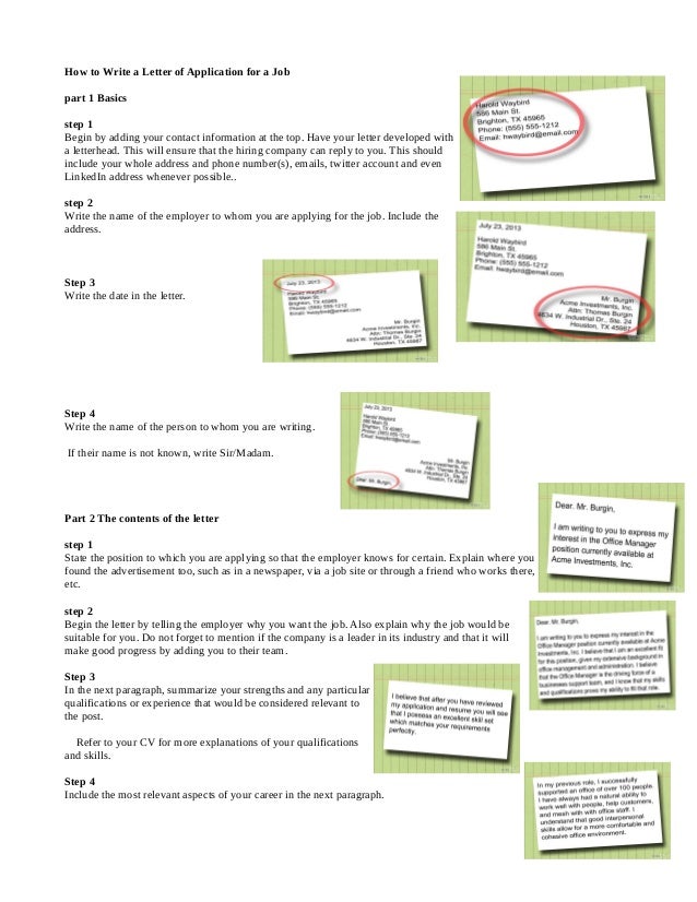 how to write a letter of application