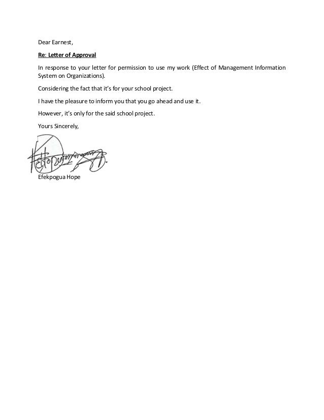 Letter Of Approval Earnest