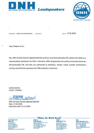 Romaudiovideo - Distribuitor DNH in Romania - Certificat 2018