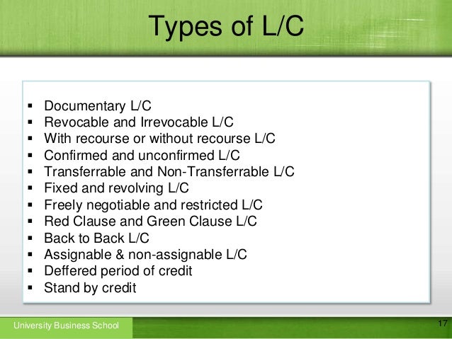 Letter of credit Letter of credit
