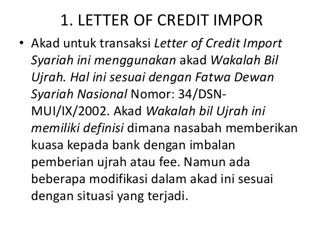 Letter of credit atau l