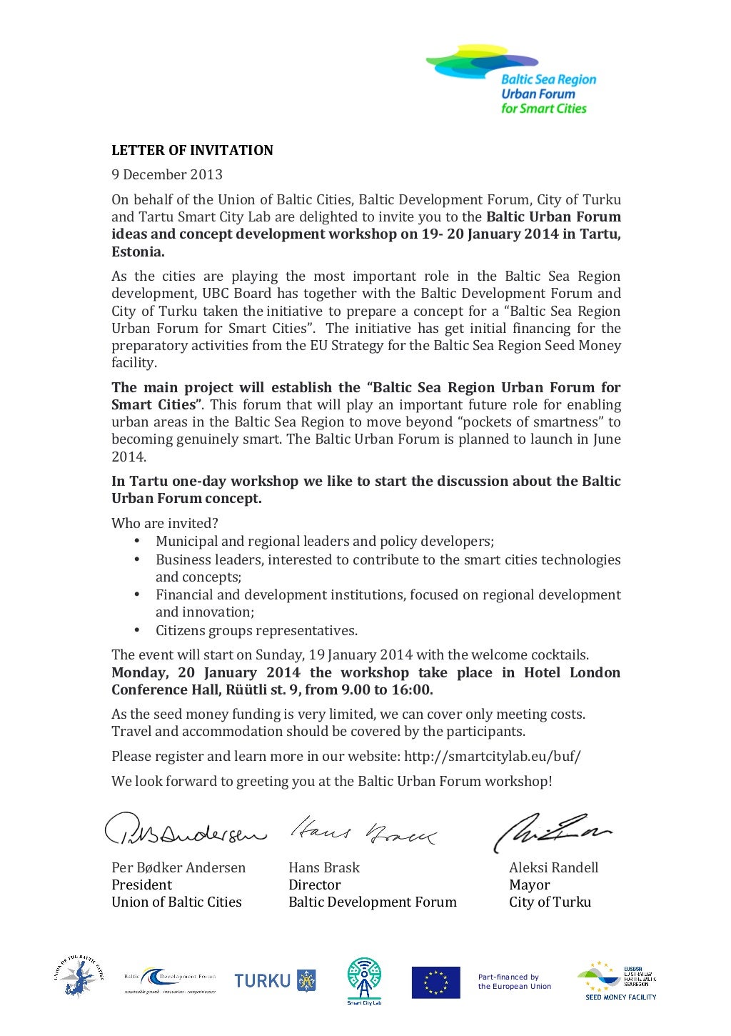 Letter of invitation