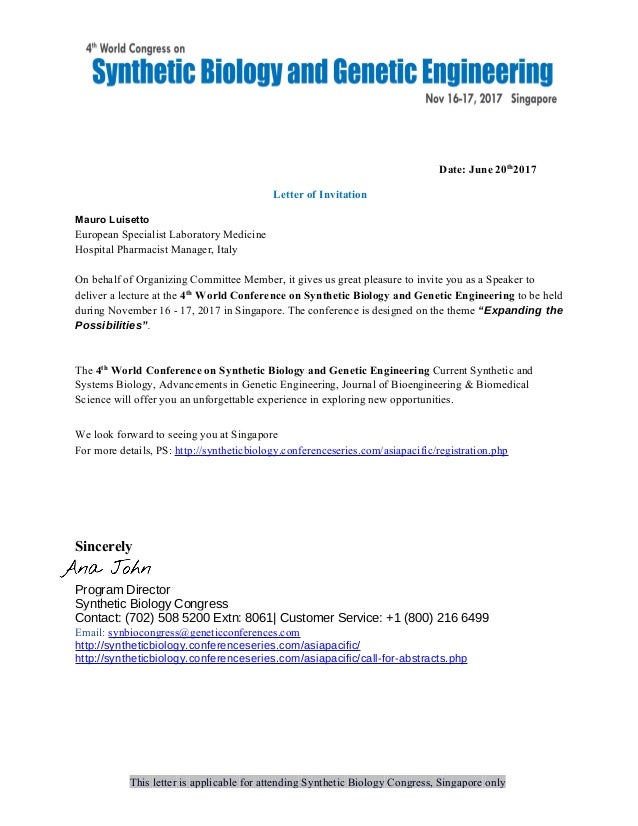 singapore invite letter world of 4th Letter invitation synthetic conference on singapore invite letter world of 4th Letter invitation synthetic conference on