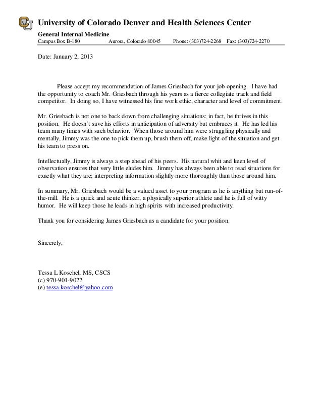 letter of recommendation for james griesbach can i read my letter of recommendation