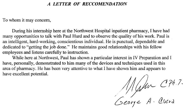 Writing a letter of recommendation vs reference hospital