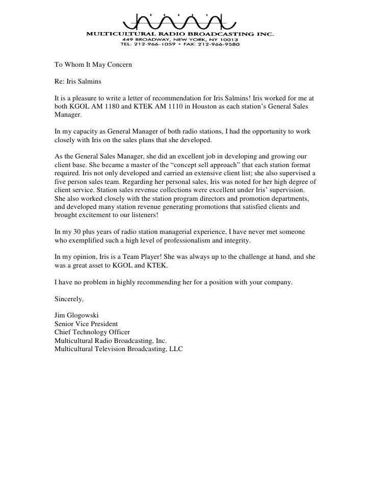 letter of recommendation sample letter of recommendation for student