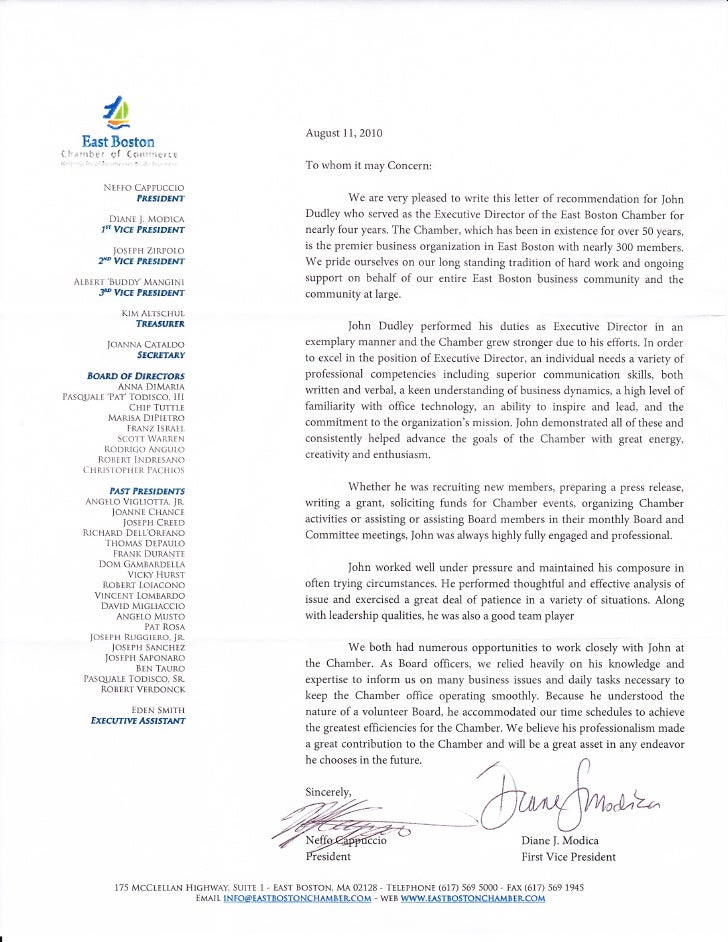 letter of recommendation from east boston chamber of boston university letter of recommendation