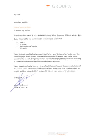 Letter of recommendation GroupA Rotterdam
