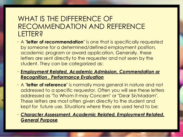 cover letter vs letter of recommendation