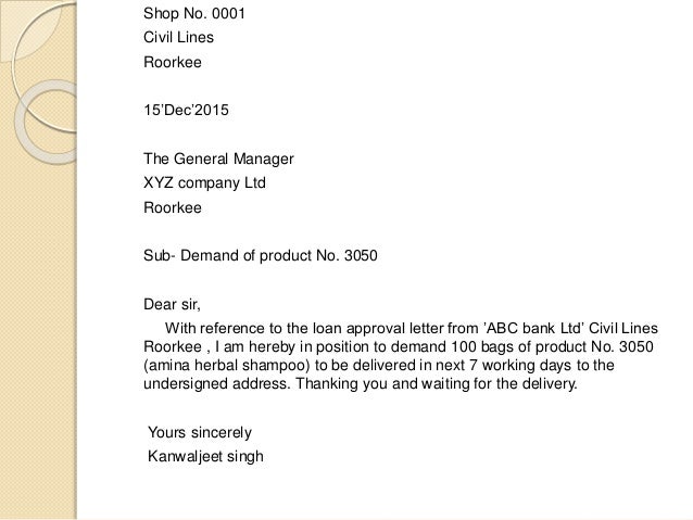 letter of sale credit and order letter of sale