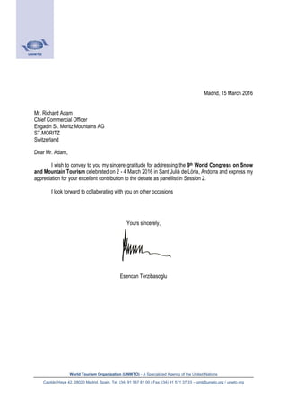 UNWTO Reference Letter Public Speaking | PDF