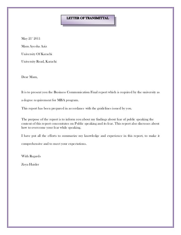 letter of transmittals