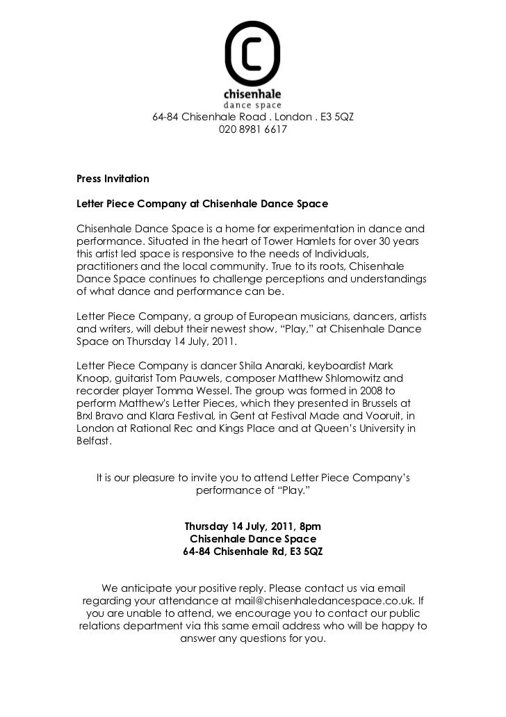 Invitation Letter To Perform In An Event Invitation Letter To Perform In An Event