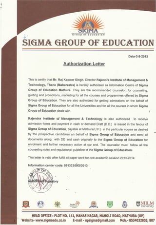 Letter of Authorization - RIMT