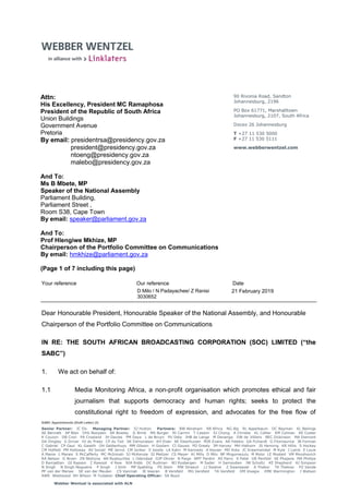 Formal Letter Examples Rsa Letter regarding SABC | PDF