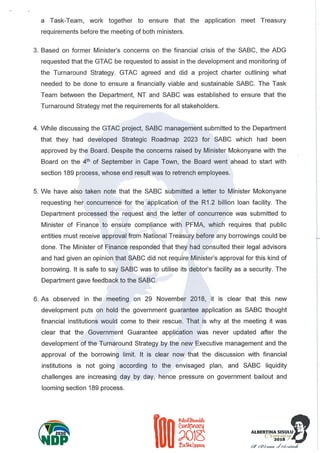 Letter regarding SABC 