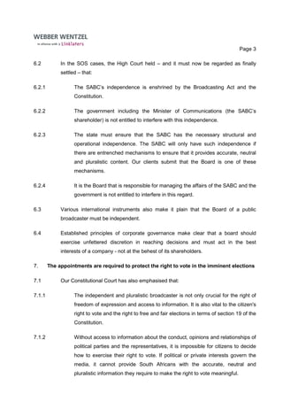 Letter regarding SABC | PDF | Business | Business and Finance