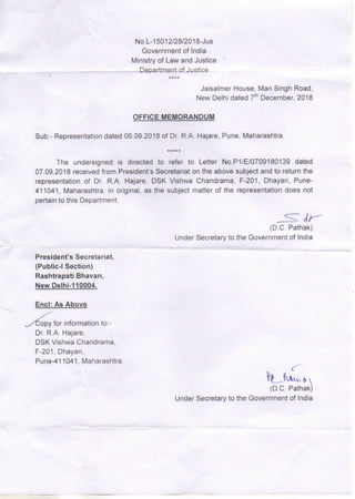 Letter revieved from president secretariate