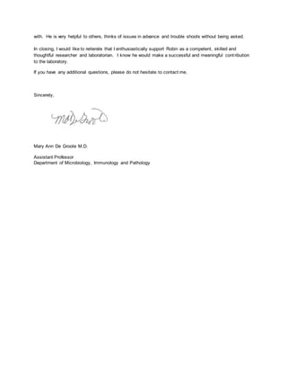 Lab Reference Letter Letter of Recommendation | DOCX