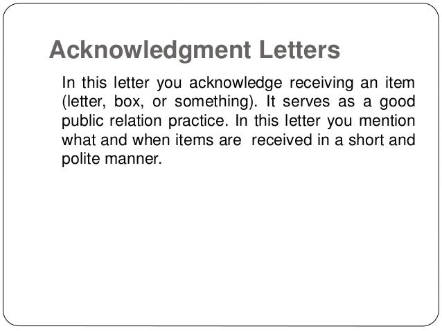 acknowledgement of letter received