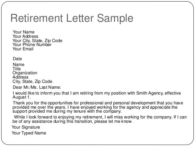 retirement announcement letter to customers
