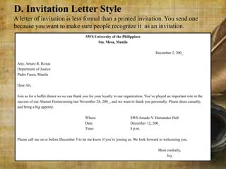 Letters of Invitation & Announcement | PPTX