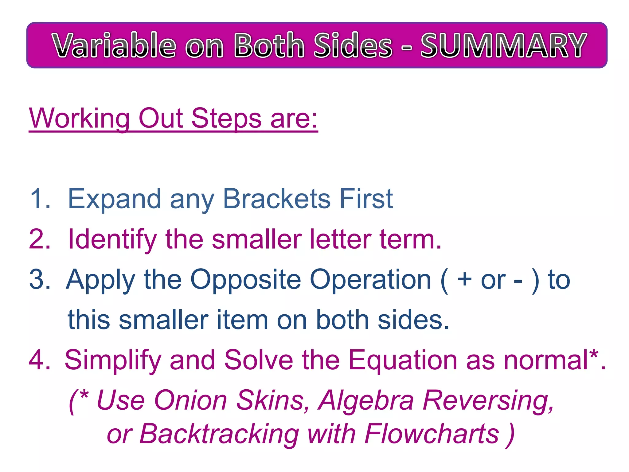 Equations with Variables on Both Sides | PPTX
