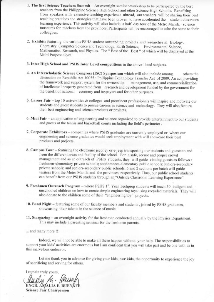 Letter science fair
