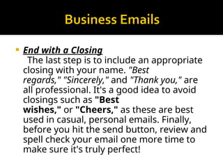 Letters, Emails and Memos FOR WRITTING EMAILS | PPT