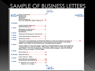 SAMPLE OF BUSINESS LETTERS
