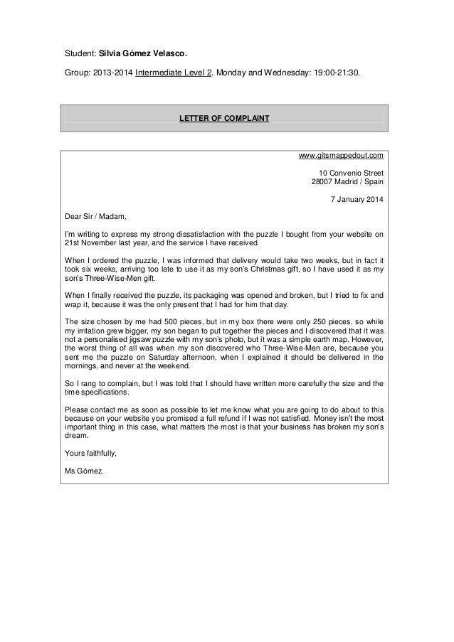 letters of complaint complaining letters