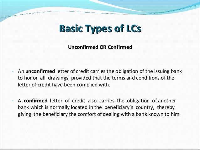 Letters of credit