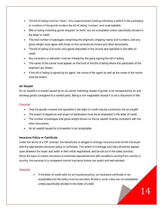 letters of credit clean credit letter