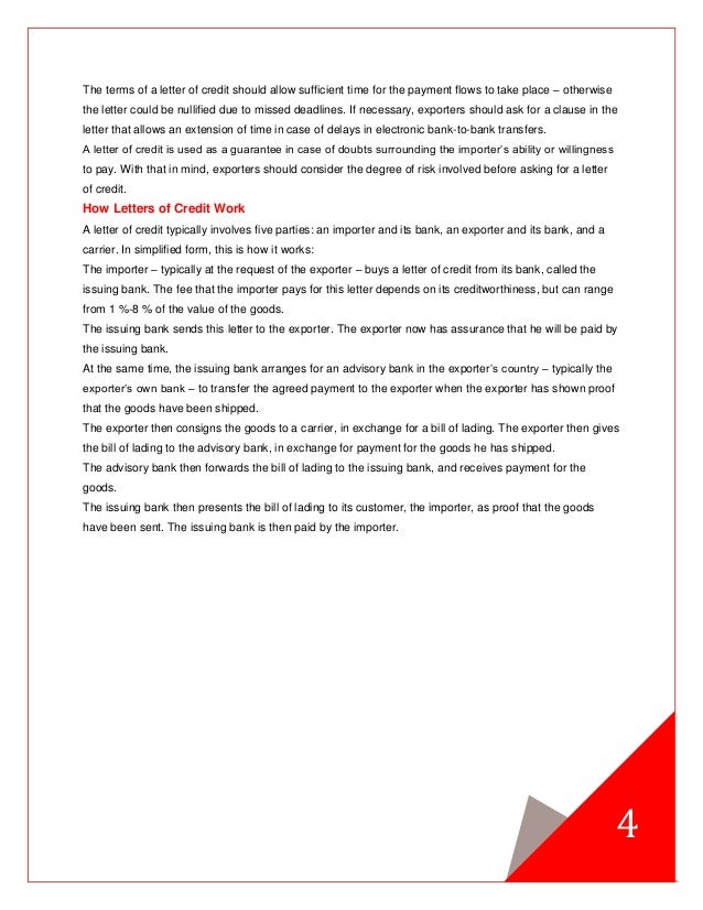 letters of credit missed payment letter