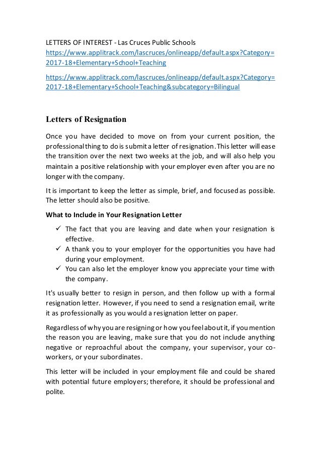 letter if resignation