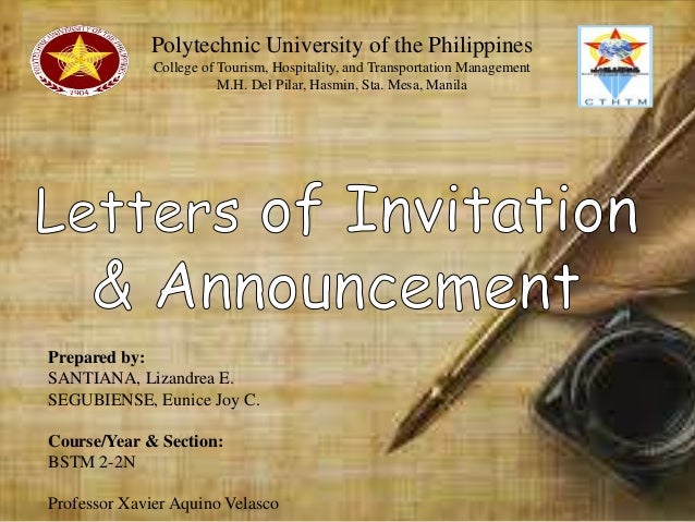 letters of invitation and announcement