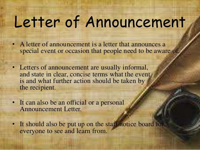 letters of invitation and announcement