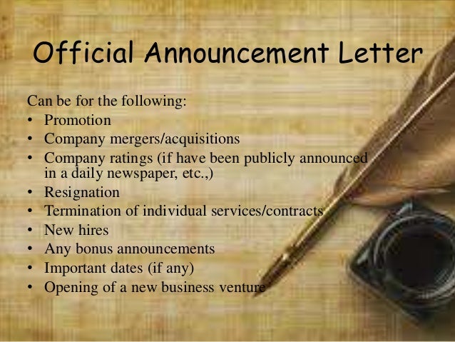17 official announcement letter