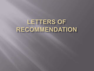 Letters Of Recommendation
