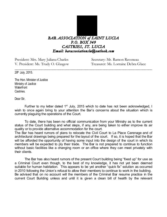 Letters to minister of justice