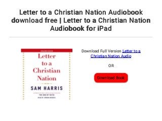Letter to a Christian Nation Audiobook download free  Letter to a Ch…