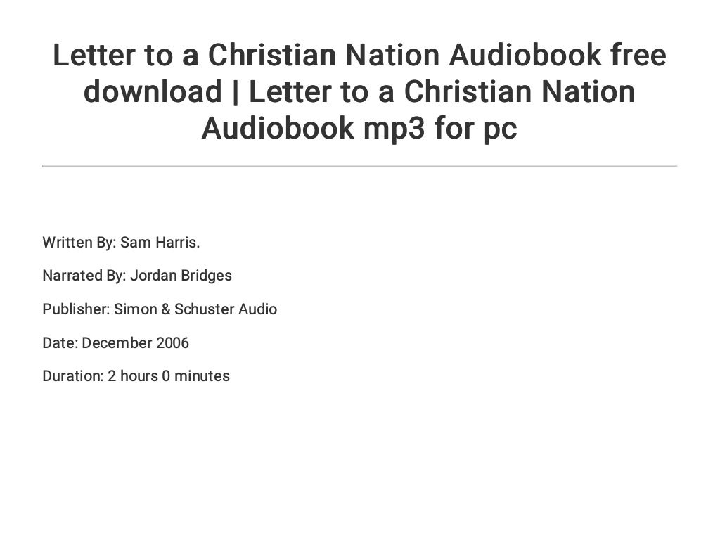 Letter to a Christian Nation Audiobook free download  Letter to a Ch…